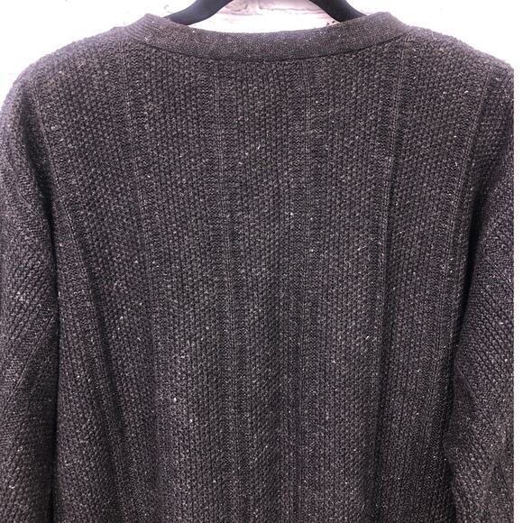 Structure VTG 90s Y2K Preppy Crew Neck Ribbed Casual Knit Gray Henley Men's L - Picture 4 of 12